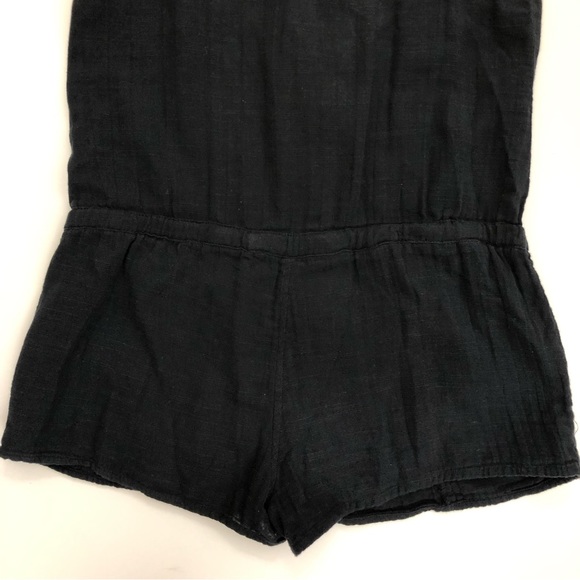 Guess Black Romper Spaghetti Strap Button Front Pocketed One Piece - Picture 11 of 16